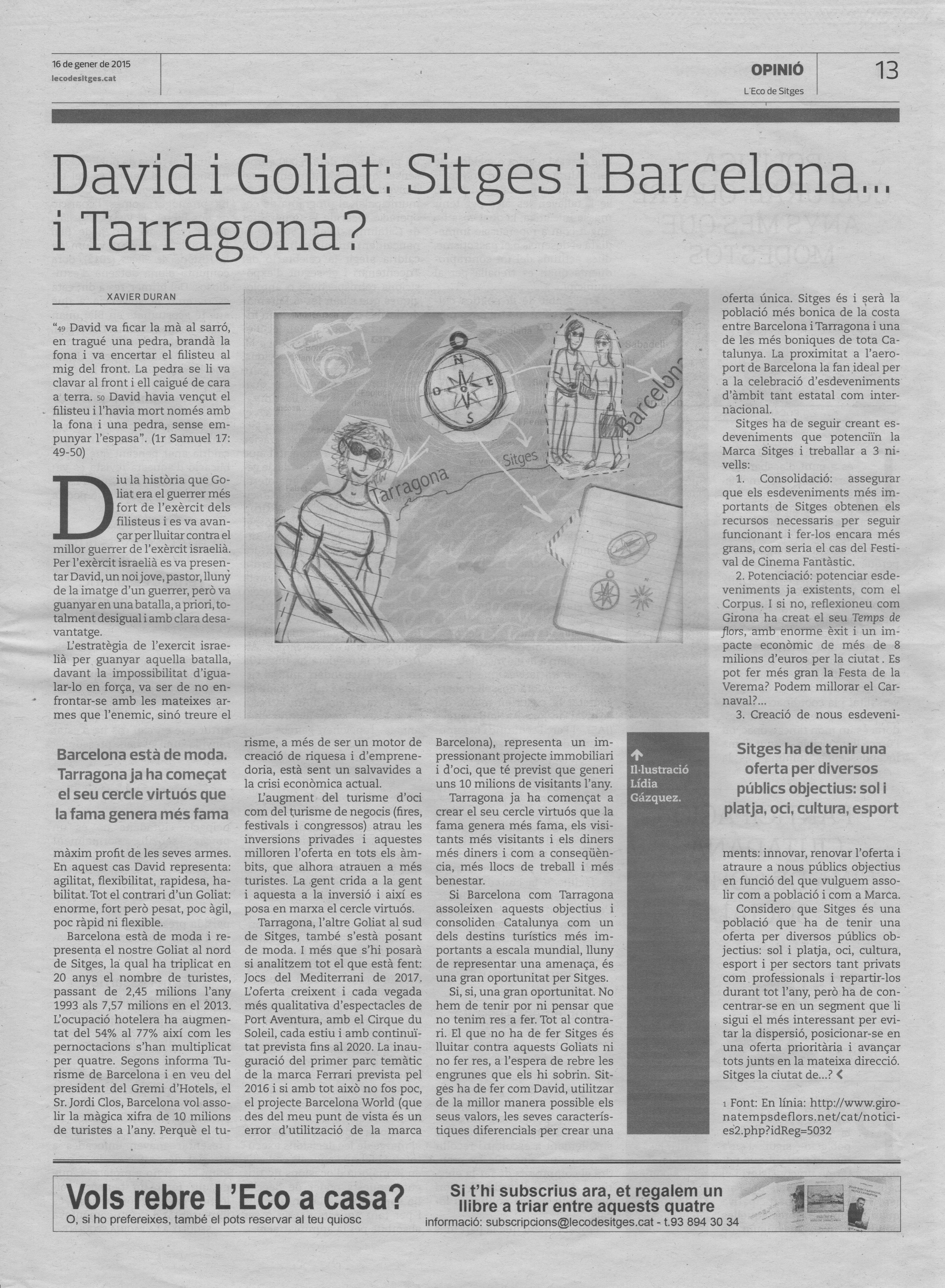 Article Eco de Sitges de Xavier Duran 20150117