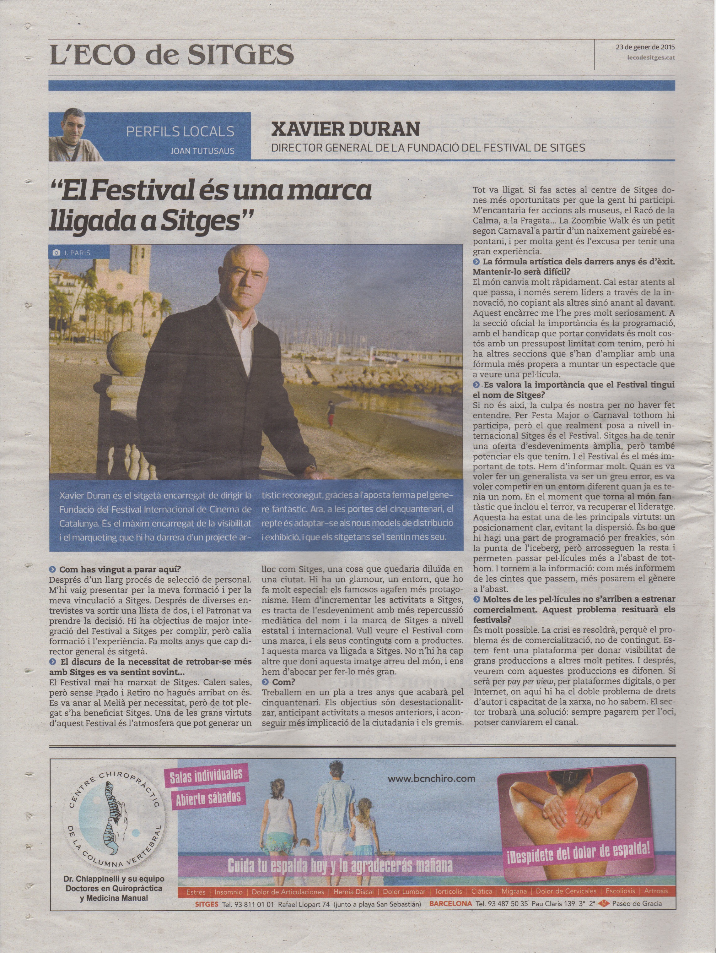 Entrevista Xavier Duran Eco de Sitges